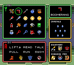 Legend of Zelda, The - A Link to the Past (USA) Inventory Screen.png