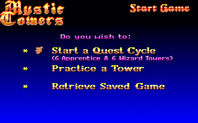 Start quest. Mystic Towers игра 1994. Mystic Towers 1994. Mystic game - Mystic game (1994). Start game.