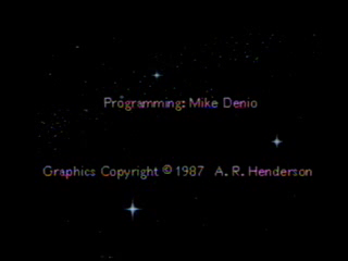 Programming: Mike Denio Graphics Copyright © 1987 A. R. Henderson