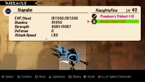 The unused spear equipped on Naughtyfins.