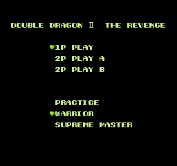 cheat codes for double dragon 2 nes