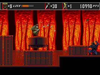 The Super Shinobi II - 008 - The burning forest level example 3.png