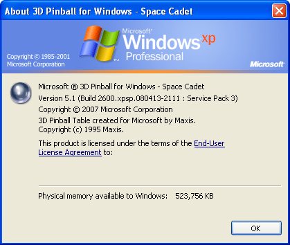 3D Pinball Space Cadet - High Score 