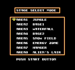 contra nes menu