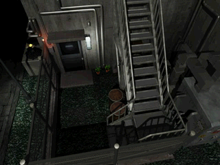 Biohazard 2 playstation outdoor staircase.png