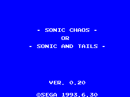 SONIC CHAOS (1993, Master System e Game Gear)