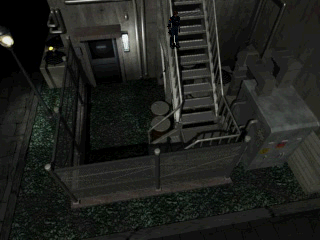 Resident Evil 2 (USA) (Demo)-outdoor staircase.png