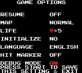 Debug Mode shown on the Options screen.