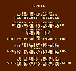 Tetris (NES, Bullet-Proof Software) - The Cutting Room Floor