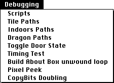 Inherit the Earth (Mac OS Classic) - Debugging Menu.png