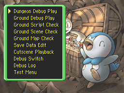 Pokémon Mystery Dungeon: Explorers of Darkness & Time/Debug Menu