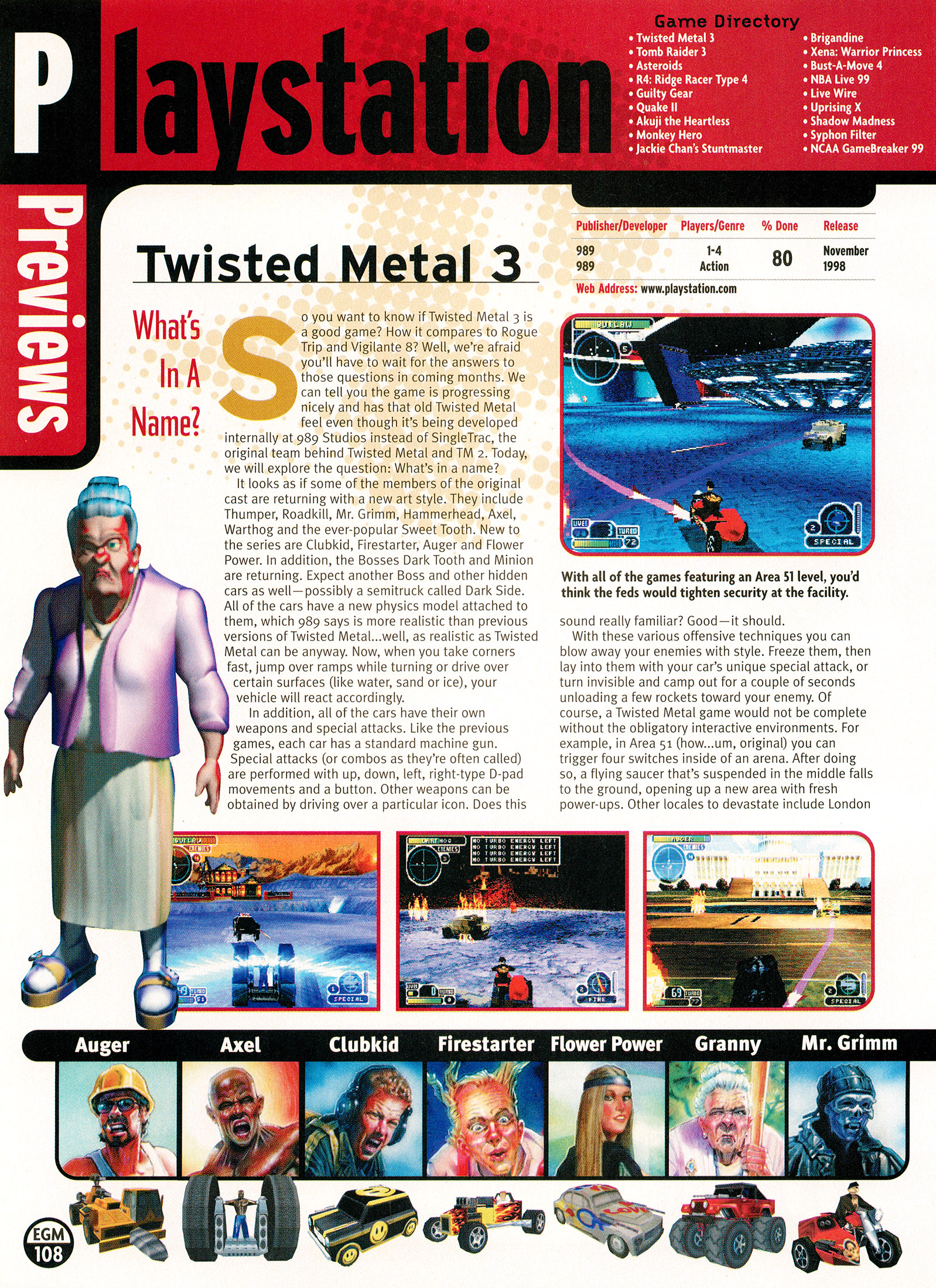 Twisted Metal (PlayStation) - The Cutting Room Floor
