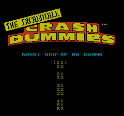 Incredible Crash Dummies (NES)-levelselect.png
