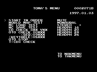 Klonoa DtP PS1 Debug Toma's Menu.png