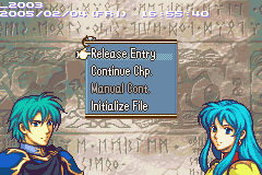 Fire Emblem - The Sacred Stones debug boot up menu.png