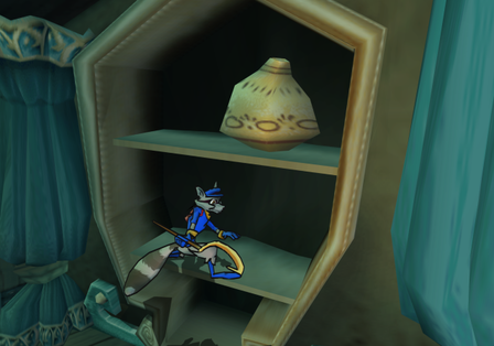 Sly1 May2002 MoolahMuseum StandingOnShelf.png