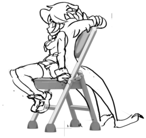 Skullgirls Filia sitting on Beowulf's chair.png