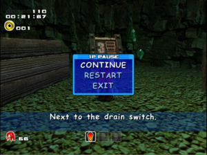 SonicAdventure2May7 Next to the drain switch.png