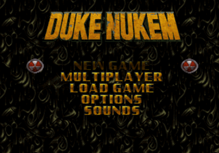 The Main Menu of the European version of Duke Nukem: Total Meltdown.