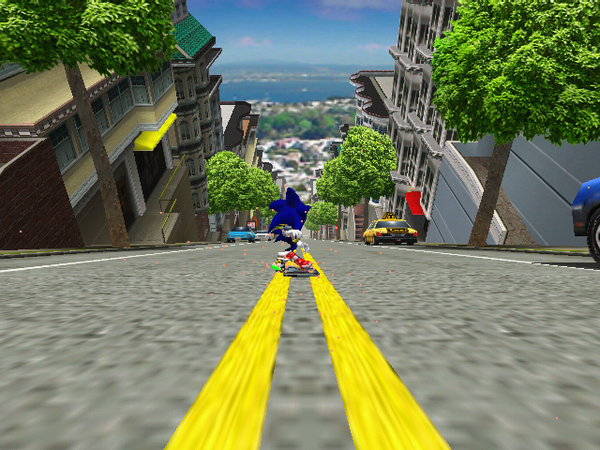 Sonic city escape. Соник адвенчер 2 побег из города. City Escape Sonic Adventure 2 фон. Город из Соника. Sonic Adventure 2 Escape from the City.