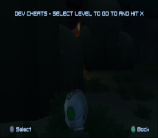 Secret Agent Clank PS2 dev cheats select level.png