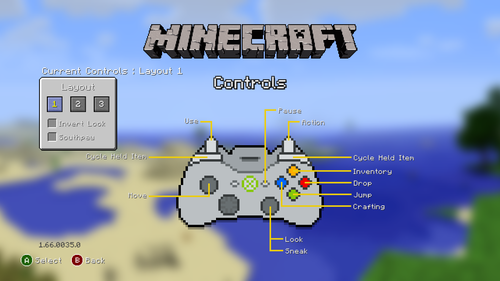 xbox 360 controls minecraft