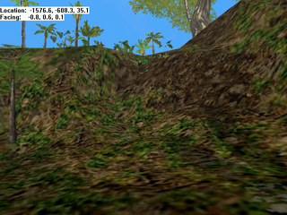 In the final, this was flattened some and made climbable. However in Build 96, the player has to take the long way around.